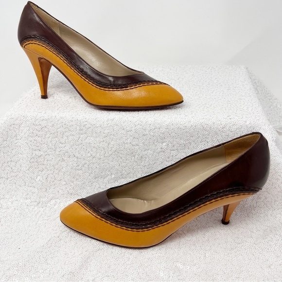 Andrew Gellar made in Italy brown and mustard yellow pumps. Size 7.5 women’s - Picture 8 of 16